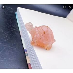 New!  Crushed Genuine Crystal Stone and Resin Turtle in Rose Quartz